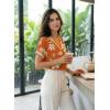 image:imageDokotoo Womens Spring Summer Casual V Neck Tops Loose Fit Short Sleeve Floral T ShirtsOrange