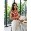 image:imageDokotoo Womens Spring Summer Casual V Neck Tops Loose Fit Short Sleeve Floral T ShirtsRed