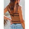 image:imageDokotoo Womens Square Neck Knit Crop Tank Tops 2026 Slim Fit Y2K Color Block Sleeveless Cami ShirtsBrown