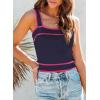 image:imageDokotoo Womens Square Neck Knit Crop Tank Tops 2026 Slim Fit Y2K Color Block Sleeveless Cami ShirtsDark Blue