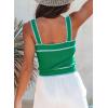 image:imageDokotoo Womens Square Neck Knit Crop Tank Tops 2026 Slim Fit Y2K Color Block Sleeveless Cami ShirtsGreen
