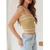 image:imageDokotoo Womens Square Neck Knit Crop Tank Tops 2026 Slim Fit Y2K Color Block Sleeveless Cami ShirtsKhaki