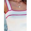 image:imageDokotoo Womens Square Neck Knit Crop Tank Tops 2026 Slim Fit Y2K Color Block Sleeveless Cami ShirtsWhite
