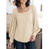 image:imageDokotoo Womens Square Neck Puff Sleeve Casual Loose Ribbed Knit Soft Blouses Tuinc TopsApricot