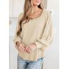 image:imageDokotoo Womens Square Neck Puff Sleeve Casual Loose Ribbed Knit Soft Blouses Tuinc TopsApricot