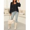 image:imageDokotoo Womens Square Neck Puff Sleeve Casual Loose Ribbed Knit Soft Blouses Tuinc TopsBlack