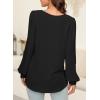 image:imageDokotoo Womens Square Neck Puff Sleeve Casual Loose Ribbed Knit Soft Blouses Tuinc TopsBlack