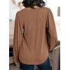 image:imageDokotoo Womens Square Neck Puff Sleeve Casual Loose Ribbed Knit Soft Blouses Tuinc TopsChestnut