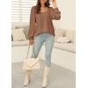 image:imageDokotoo Womens Square Neck Puff Sleeve Casual Loose Ribbed Knit Soft Blouses Tuinc TopsChestnut