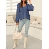 image:imageDokotoo Womens Square Neck Puff Sleeve Casual Loose Ribbed Knit Soft Blouses Tuinc TopsDirty Blue