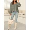 image:imageDokotoo Womens Square Neck Puff Sleeve Casual Loose Ribbed Knit Soft Blouses Tuinc TopsFour Leaf Clover