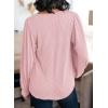 image:imageDokotoo Womens Square Neck Puff Sleeve Casual Loose Ribbed Knit Soft Blouses Tuinc TopsLight Pink