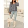 image:imageDokotoo Womens Square Neck Puff Sleeve Casual Loose Ribbed Knit Soft Blouses Tuinc TopsMedium Grey