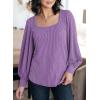 image:imageDokotoo Womens Square Neck Puff Sleeve Casual Loose Ribbed Knit Soft Blouses Tuinc TopsOrchid Mist