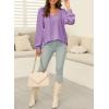 image:imageDokotoo Womens Square Neck Puff Sleeve Casual Loose Ribbed Knit Soft Blouses Tuinc TopsOrchid Mist