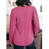 image:imageDokotoo Womens Square Neck Puff Sleeve Casual Loose Ribbed Knit Soft Blouses Tuinc TopsRose Red