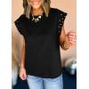 image:imageDokotoo Womens Studded Short Sleeve Tops Summer Casual Knit Solid Crew Neck Shirts Blouses