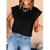 image:imageDokotoo Womens Studded Short Sleeve Tops Summer Casual Knit Solid Crew Neck Shirts Blouses