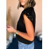 image:imageDokotoo Womens Studded Short Sleeve Tops Summer Casual Knit Solid Crew Neck Shirts Blouses