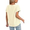 image:imageDokotoo Womens Summer 2026 Boho Tops Casual Button Short Sleeve V Neck Shirts Solid Cotton BlousesApricot