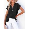 image:imageDokotoo Womens Summer 2026 Boho Tops Casual Button Short Sleeve V Neck Shirts Solid Cotton BlousesBlack