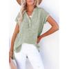 image:imageDokotoo Womens Summer 2026 Boho Tops Casual Button Short Sleeve V Neck Shirts Solid Cotton BlousesClearly Aqua