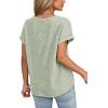 image:imageDokotoo Womens Summer 2026 Boho Tops Casual Button Short Sleeve V Neck Shirts Solid Cotton BlousesClearly Aqua