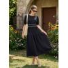 image:imageDokotoo Womens Summer 2026 Casual Midi Maxi Dresses Lightweight Short Sleeve Crew Neck Elastic Waist Smocked Boho DressBlack