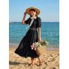 image:imageDokotoo Womens Summer 2026 Casual Midi Maxi Dresses Lightweight Short Sleeve Crew Neck Elastic Waist Smocked Boho DressBlack