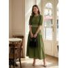 image:imageDokotoo Womens Summer 2026 Casual Midi Maxi Dresses Lightweight Short Sleeve Crew Neck Elastic Waist Smocked Boho DressJungle Green