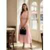 image:imageDokotoo Womens Summer 2026 Casual Midi Maxi Dresses Lightweight Short Sleeve Crew Neck Elastic Waist Smocked Boho DressLight Pink
