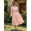 image:imageDokotoo Womens Summer 2026 Casual Midi Maxi Dresses Lightweight Short Sleeve Crew Neck Elastic Waist Smocked Boho DressLight Pink