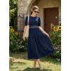 image:imageDokotoo Womens Summer 2026 Casual Midi Maxi Dresses Lightweight Short Sleeve Crew Neck Elastic Waist Smocked Boho DressNavy Blue