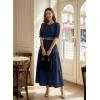 image:imageDokotoo Womens Summer 2026 Casual Midi Maxi Dresses Lightweight Short Sleeve Crew Neck Elastic Waist Smocked Boho DressNavy Blue