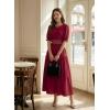 image:imageDokotoo Womens Summer 2026 Casual Midi Maxi Dresses Lightweight Short Sleeve Crew Neck Elastic Waist Smocked Boho DressRed