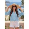 image:imageDokotoo Womens Summer 2026 Hollow Out Blouses 34 Length Sleeve Business Tops Dressy Casual V Neck Cute TShirtsBeau Blue