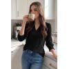 image:imageDokotoo Womens Summer 2026 Hollow Out Blouses 34 Length Sleeve Business Tops Dressy Casual V Neck Cute TShirtsBlack