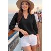 image:imageDokotoo Womens Summer 2026 Hollow Out Blouses 34 Length Sleeve Business Tops Dressy Casual V Neck Cute TShirtsBlack