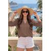 image:imageDokotoo Womens Summer 2026 Hollow Out Blouses 34 Length Sleeve Business Tops Dressy Casual V Neck Cute TShirtsChestnut