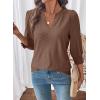 image:imageDokotoo Womens Summer 2026 Hollow Out Blouses 34 Length Sleeve Business Tops Dressy Casual V Neck Cute TShirtsChestnut