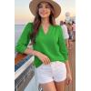 image:imageDokotoo Womens Summer 2026 Hollow Out Blouses 34 Length Sleeve Business Tops Dressy Casual V Neck Cute TShirtsDark Green