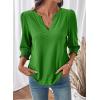 image:imageDokotoo Womens Summer 2026 Hollow Out Blouses 34 Length Sleeve Business Tops Dressy Casual V Neck Cute TShirtsDark Green