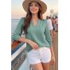 image:imageDokotoo Womens Summer 2026 Hollow Out Blouses 34 Length Sleeve Business Tops Dressy Casual V Neck Cute TShirtsGreen Bay