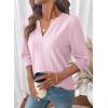 image:imageDokotoo Womens Summer 2026 Hollow Out Blouses 34 Length Sleeve Business Tops Dressy Casual V Neck Cute TShirtsLight Pink