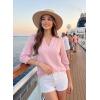 image:imageDokotoo Womens Summer 2026 Hollow Out Blouses 34 Length Sleeve Business Tops Dressy Casual V Neck Cute TShirtsLight Pink