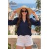image:imageDokotoo Womens Summer 2026 Hollow Out Blouses 34 Length Sleeve Business Tops Dressy Casual V Neck Cute TShirtsNavy Blue