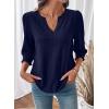 image:imageDokotoo Womens Summer 2026 Hollow Out Blouses 34 Length Sleeve Business Tops Dressy Casual V Neck Cute TShirtsNavy Blue