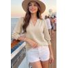 image:imageDokotoo Womens Summer 2026 Hollow Out Blouses 34 Length Sleeve Business Tops Dressy Casual V Neck Cute TShirtsParchment