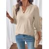 image:imageDokotoo Womens Summer 2026 Hollow Out Blouses 34 Length Sleeve Business Tops Dressy Casual V Neck Cute TShirtsParchment