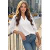 image:imageDokotoo Womens Summer 2026 Hollow Out Blouses 34 Length Sleeve Business Tops Dressy Casual V Neck Cute TShirtsWhite